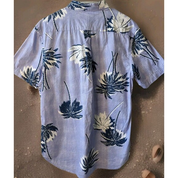 Old Navy Tropical Hawaiian Button Up Slim Fit Stretch Blue Size Medium - Picture 2 of 6
